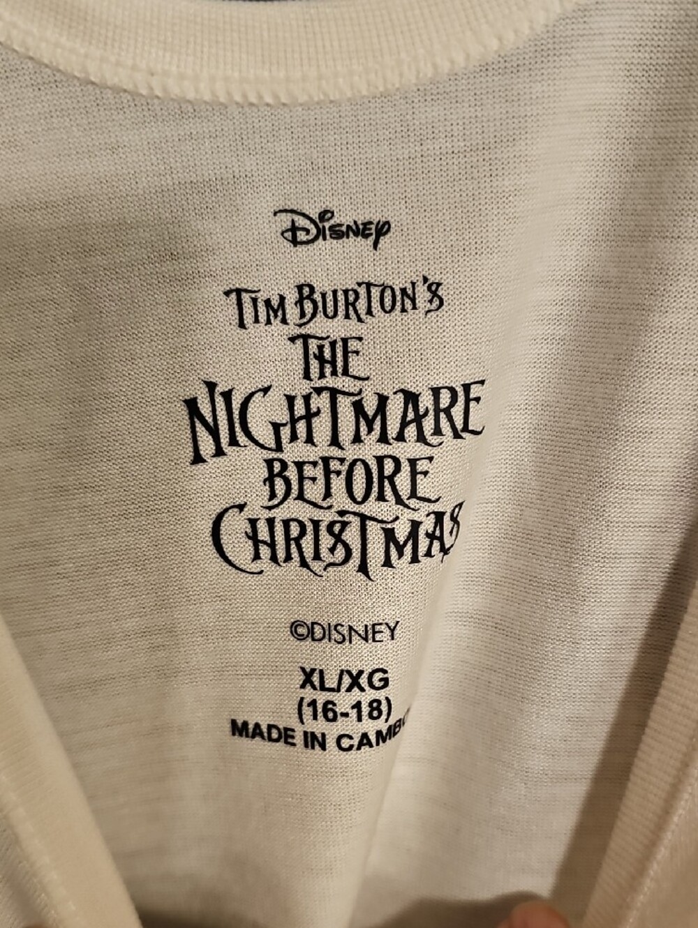 Disney Jack and Sally Tank Top Pajama Set In Cream & Black - Picture 2 of 7